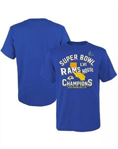 Футболка Royal Los Angeles Rams Super Bowl LVI Champions Hard Count Hometown для девочек и мальчиков дошкольного возраста Fanatics