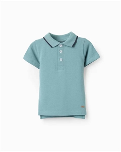 Рубашка-поло с короткими рукавами для мальчика и контрастной отделкой на шее, светло-голубой Zippy