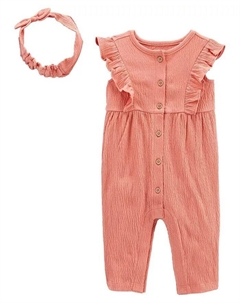 Комбинезон из мятого трикотажа для маленьких девочек и повязка на голову, комплект из 2 предметов Carter`s