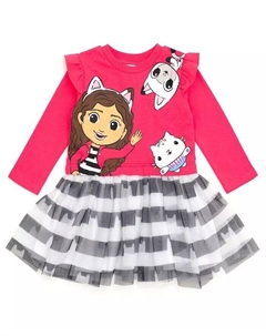 Платье из французской махровой ткани Pandy Paws Cakey Cat для маленьких девочек, розовый Dreamworks gabby's dollhouse