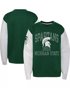 Зеленый флисовый пуловер с цветными блоками Big Boys Michigan State Spartans Толстовка, зеленый Outerstuff