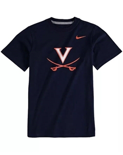 Темно-синяя хлопковая футболка с логотипом Big Boys and Girls Virginia Cavaliers, синий Nike