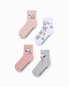 Упаковка из 4 пар эластичных носков для девочек с мотивом Снупи, мультиколор Zippy