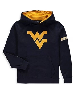 Темно-синий пуловер с капюшоном и большим логотипом Big Boys West Virginia Mountaineers Stadium athletic