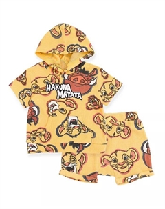 Вафельный вязаный пуловер с капюшоном и шортами для маленьких мальчиков «Король Лев» с Микки Маусом для новорожденных, коричневый Disney