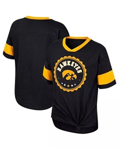 Черная футболка с v-образным вырезом и завязкой спереди Big Girls Iowa Hawkeyes Tomika, черный Colosseum