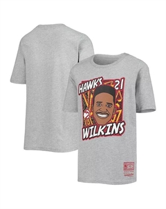 Серая футболка Big Boys Dominique Wilkins с принтом Atlanta Hawks Hardwood Classics King of the Court Player Mitchell and ness