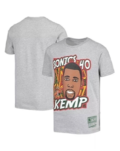 Серая футболка Big Boys Shawn Kemp Seattle Super Sonics Hardwood Classics King of the Court Player Mitchell and ness