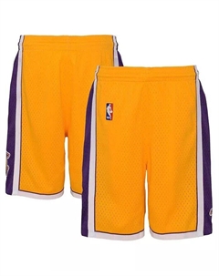Золотые шорты Big Boys Los Angeles Lakers из твердой древесины Classics Swingman, золотой Mitchell and ness