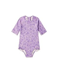 Слитный купальник для девочки с длинными рукавами и принтом Kaos, лиловый Tous
