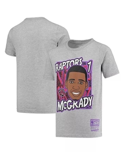 Футболка Big Boys Tracy Mc Grady Grey Toronto Raptors Hardwood Classics King of the Court Player Mitchell and ness