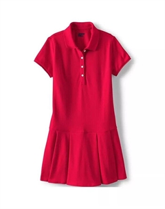 Сетчатое плиссированное платье-поло с короткими рукавами для больших девочек, красный Lands' end