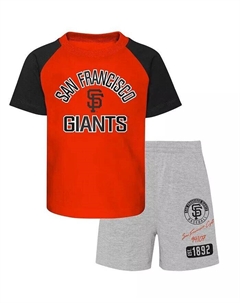 Комплект из футболки и шорт реглан Little Boys and Girls San Francisco Giants Orange, Heather Grey Groundout Baller Outerstuff