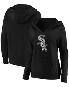 Плюс размер Черный Chicago White Sox Core Team Кроссовер с v-образным вырезом Пуловер с капюшоном Fanatics