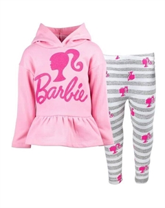 Комплект одежды из флисовой толстовки и леггинсов для девочек (2T–18–20), розовый Barbie