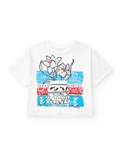 Футболка для девочки с короткими рукавами и принтом спереди, белый Tuc tuc