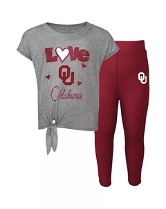 Комплект из футболки и леггинсов команды Toddler Girls Heather Grey, Crimson Oklahomaooners Forever Love Team, серый Outerstuff
