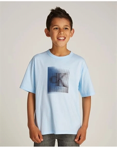 Футболка для мальчика с коротким рукавом и монограммой, светло-голубой Calvin klein