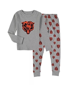 Унисекс, серая футболка с длинными рукавами и штаны с принтом «Чикаго Медведи» для дошкольников, комплект для сна Outerstuff