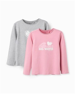 Футболка для девочки из 100% хлопка с длинными рукавами, розовый Zippy