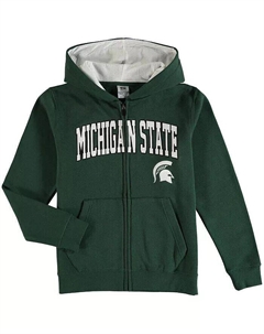 Зеленая толстовка с молнией во всю длину и аркой Big Boys Michigan State Spartans с аппликацией и логотипом, зеленый Colosseum