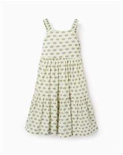 Платье для девочки из 100% хлопка с принтом, светло-зеленый Zippy