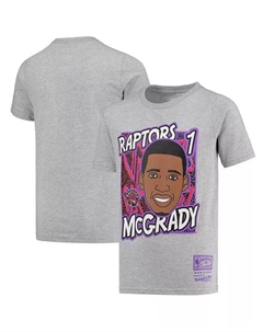 Футболка Big Boys Tracy Mc Grady Grey Toronto Raptors Hardwood Classics King of the Court Player Mitchell and ness