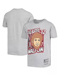 Серая футболка Big Boys Bill Walton Portland Trail Blazers Hardwood Classics King of the Court Player Mitchell and ness