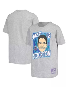 Серая футболка Big Boys John Stockton Utah Jazz Hardwood Classics King of the Court Player Mitchell and ness