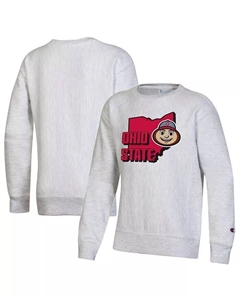 Пуловер с принтом Big Boys Heather Grey Ohio State Buckeyes обратного переплетения, серый Champion