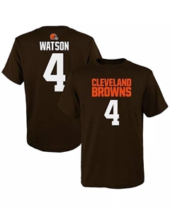 Футболка Big Boys Deshaun Watson Brown Cleveland Browns Mainliner с именем и номером игрока Outerstuff