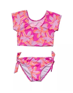 Укороченный топ Hibiscus Hype SS Rash для малышей и девочек, розовый Snapper rock