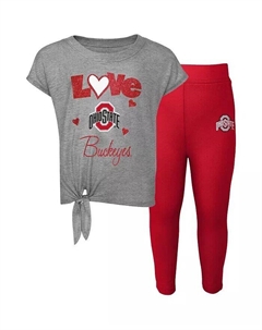 Комплект из футболки и леггинсов с надписью «Heathered Grey, Scarlet Ohio State Buckeyes Forever Love Team» для мальчиков для малышей Outerstuff
