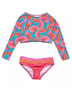 Укороченный топ Geo Melon LS Rash для малышей и девочек, красный Snapper rock