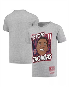 Футболка Big Boys Isiah Thomas Grey Detroit Pistons Hardwood Classics King of the Court Player Mitchell and ness