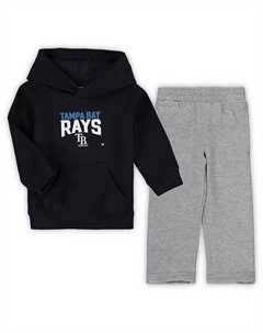 Комплект из флисовой худи и брюк с расклешенной юбкой Tampa Bay Rays для мальчиков темно-синего цвета, цвета Хизер-Серый Outerstuff