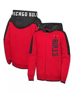 Толстовка Red Chicago Bulls с молнией во всю длину для мальчиков и девочек дошкольного возраста, красный Outerstuff