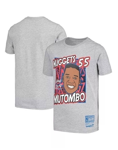 Серая футболка Big Boys Dikembe Mutombo Denver Nuggets Hardwood Classics King of the Court Player Mitchell and ness