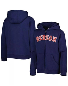 Темно-синяя флисовая толстовка с молнией во всю длину и надписью Big Boys and Girls Boston Red Sox Outerstuff