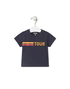 Футболка из хлопка для мальчика с ярким медведем на спине, темно-синий Tous