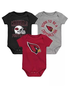 Комплект из 3 боди для мальчиков и девочек Cardinal, черный, серый Arizona Cardinals Born to Be Outerstuff