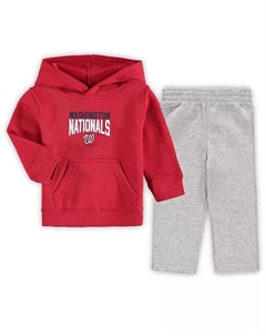 Комплект из флисовой толстовки с капюшоном и брюк с расклешенной веерной тканью Washington Nationals для мальчиков красного и серого цвета Outerstuff