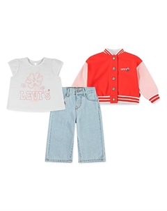 Комплект из 3 предметов: куртка-бомбер, футболка и широкие брюки для девочек, красный Levi's®