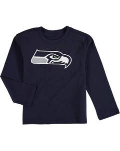 Темно-синяя футболка с длинными рукавами и логотипом команды Seattle Seahawks для мальчиков и девочек дошкольного возраста Outerstuff