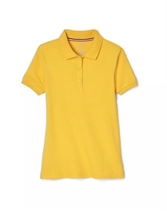 Рубашка-поло с коротким рукавом из стрейч-пике для больших девочек, золотой French toast