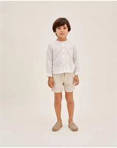 Белая льняная рубашка для мальчика с воротником Мао, белый Dadati