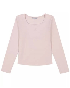 Топ с длинными рукавами и квадратным вырезом для девочек Big Girls, черный Calvin klein