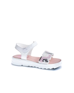 Сандалии кожаные для девочек с застежкой-липучкой, белый Pablosky