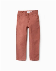 Брюки для мальчиков из хлопка и льна с регулируемой талией, светло-коричневый Zippy