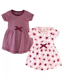 Платья с короткими рукавами из органического хлопка для девочек-подростков, 2 шт., Черный/Красное сердце, черный Touched by nature